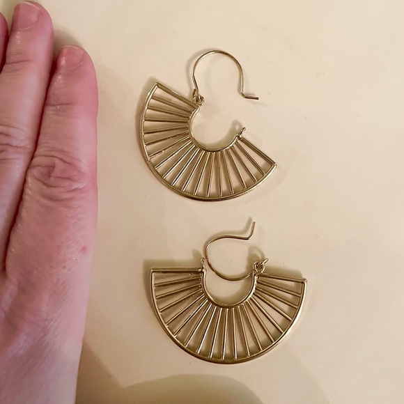 Modcloth Jewelry - Modcloth Gold Fan Hoop Earrings